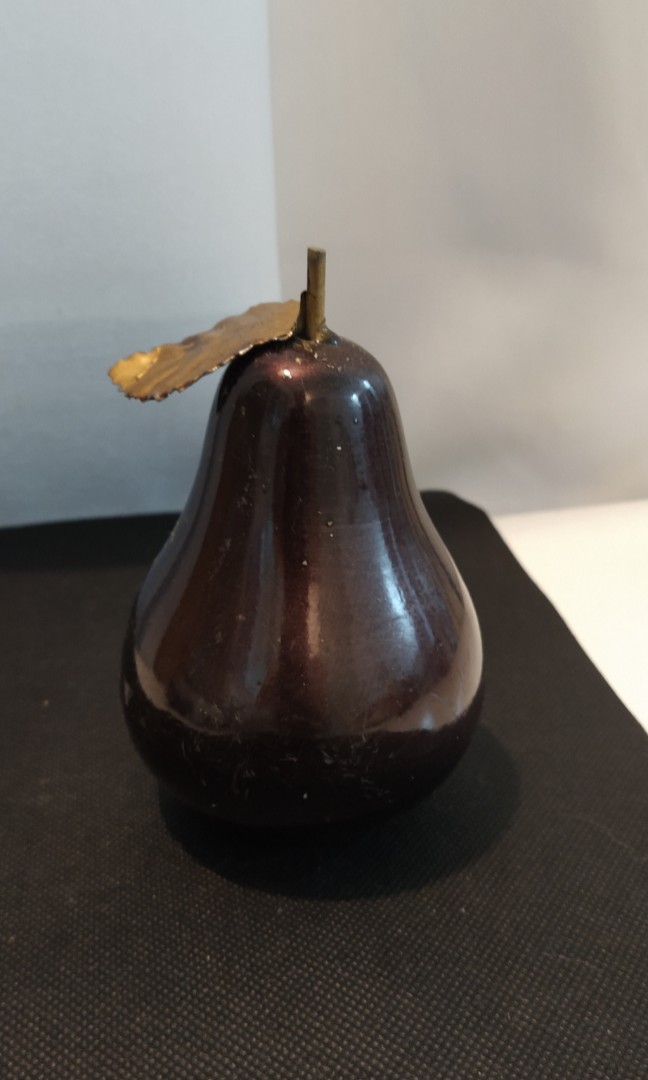 Artificial ceramic fruits w/ gold metal leaf 12x7cm, Furniture & Home