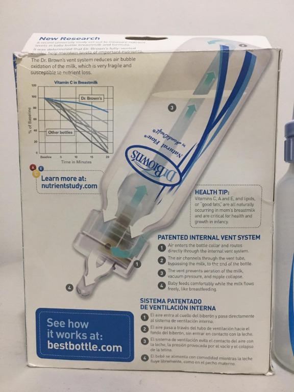 Baby Bottle Dr. Brown's Natural Flow Reduces Colic spitup burping and