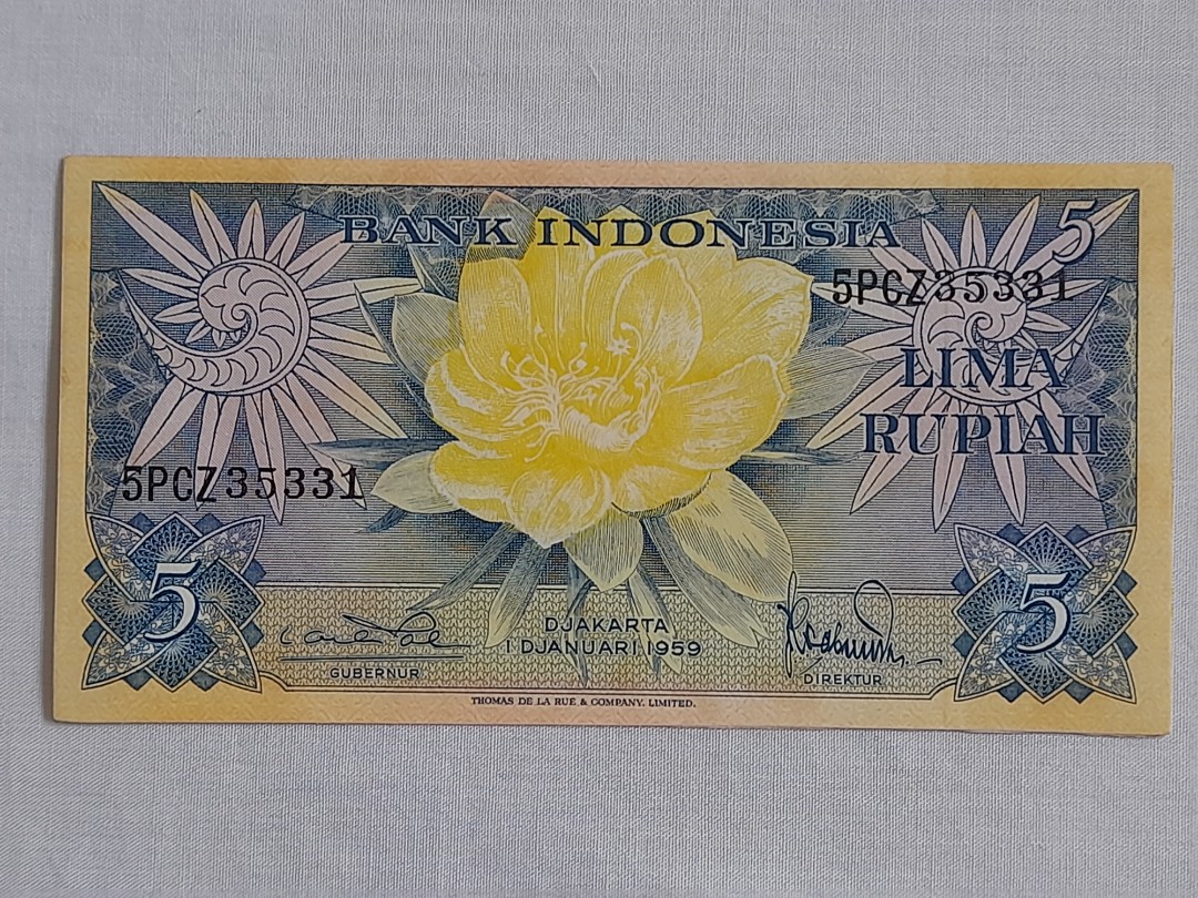 Bank Indonesia 5 Lima Rupiah 1959, Hobbies & Toys, Memorabilia ...