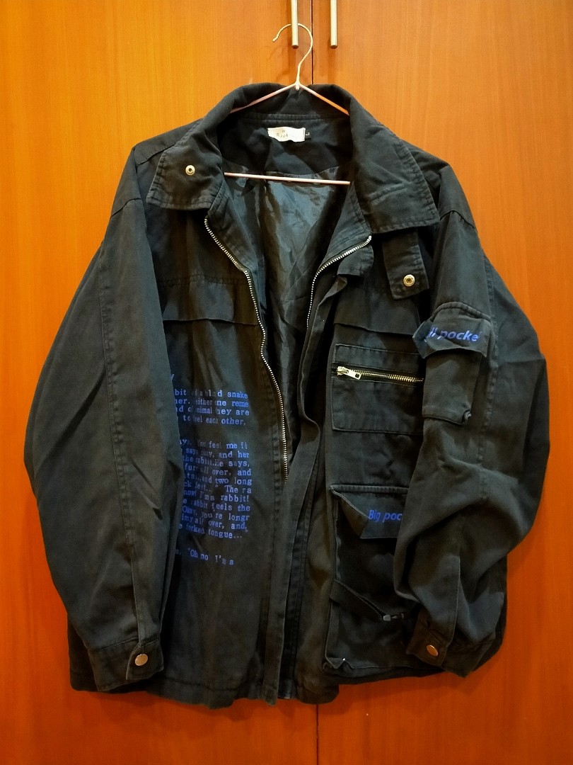 Black Cargo Jacket Print Unisex Men s Fashion Coats Jackets and Outerwear on Carousell