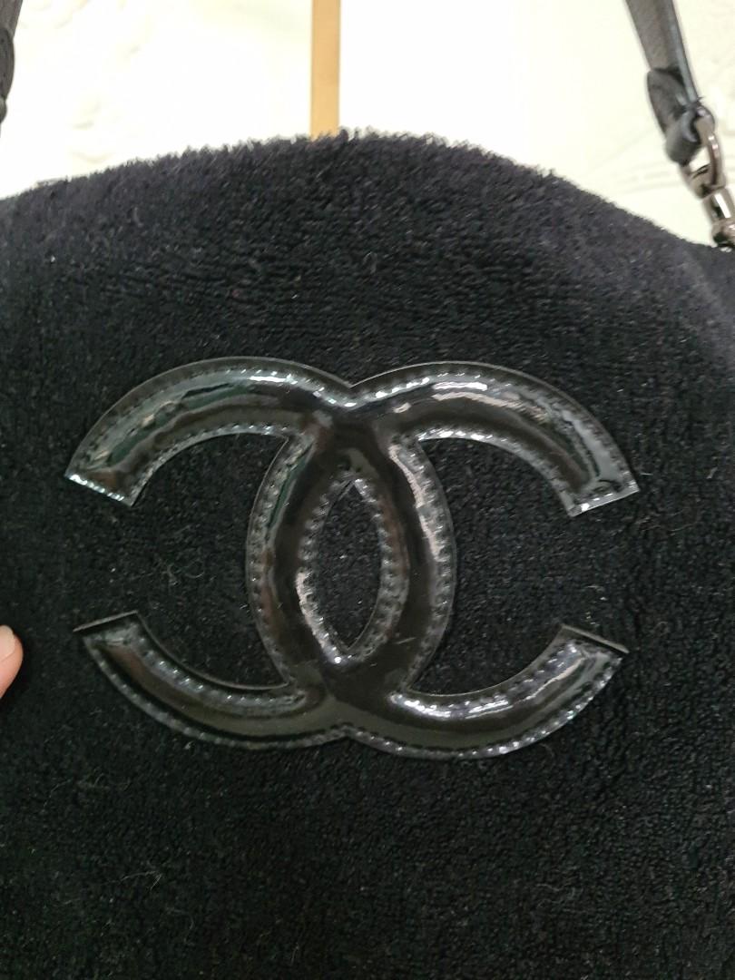 Chanel NEW Y2k Black Terry Cloth CC Precision crossbody