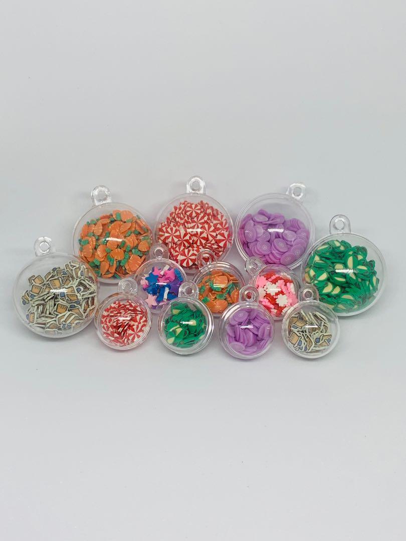 2cm Clear Ball Silver Ring String Rope Keychain and Cute Charms