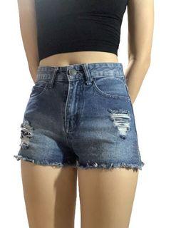 dark blue shorts with rips