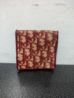 DIOR VINTAGE OBLIQUE MONOGRAM BURGUNDY BIFOLD WALLET