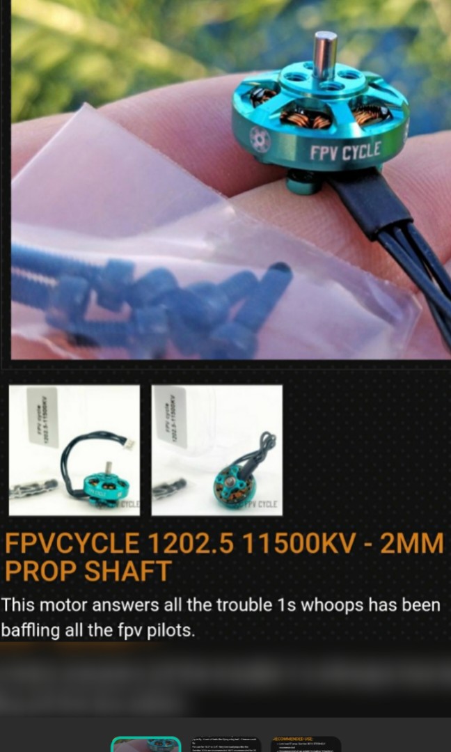 FPV Cycle 1202.5 11500kv 1s motors 2mm prop shaft