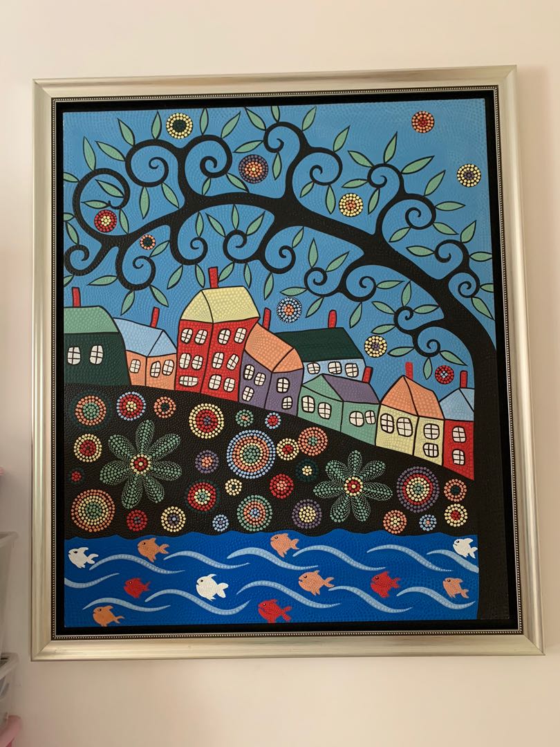 Framed Dot Painting from Ubud, Hobbies & Toys, Stationery & Craft, Art