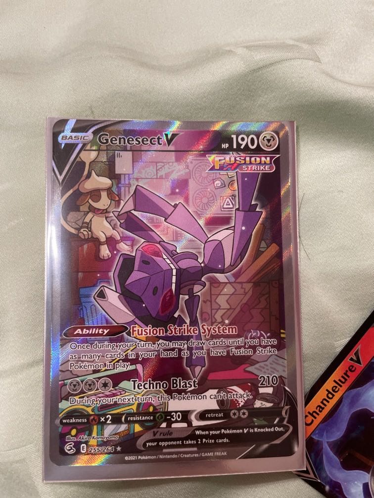 Pokemon Genesect V alternate art 255/264 Fusion Strike, Hobbies & Toys,  Toys & Games on Carousell