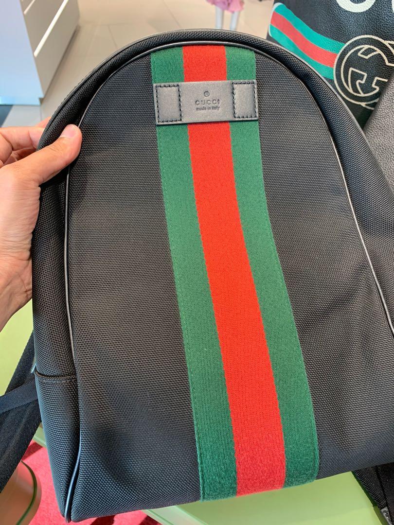 Gucci Black Techno Canvas Web Backpack