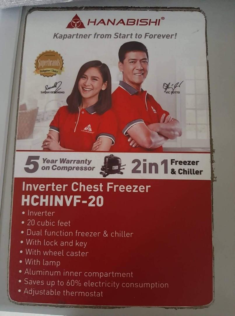 HANABISHI INVERTER CHEST FREEZER (2 in 1 freezer & chiller), TV & Home Appliances, Kitchen