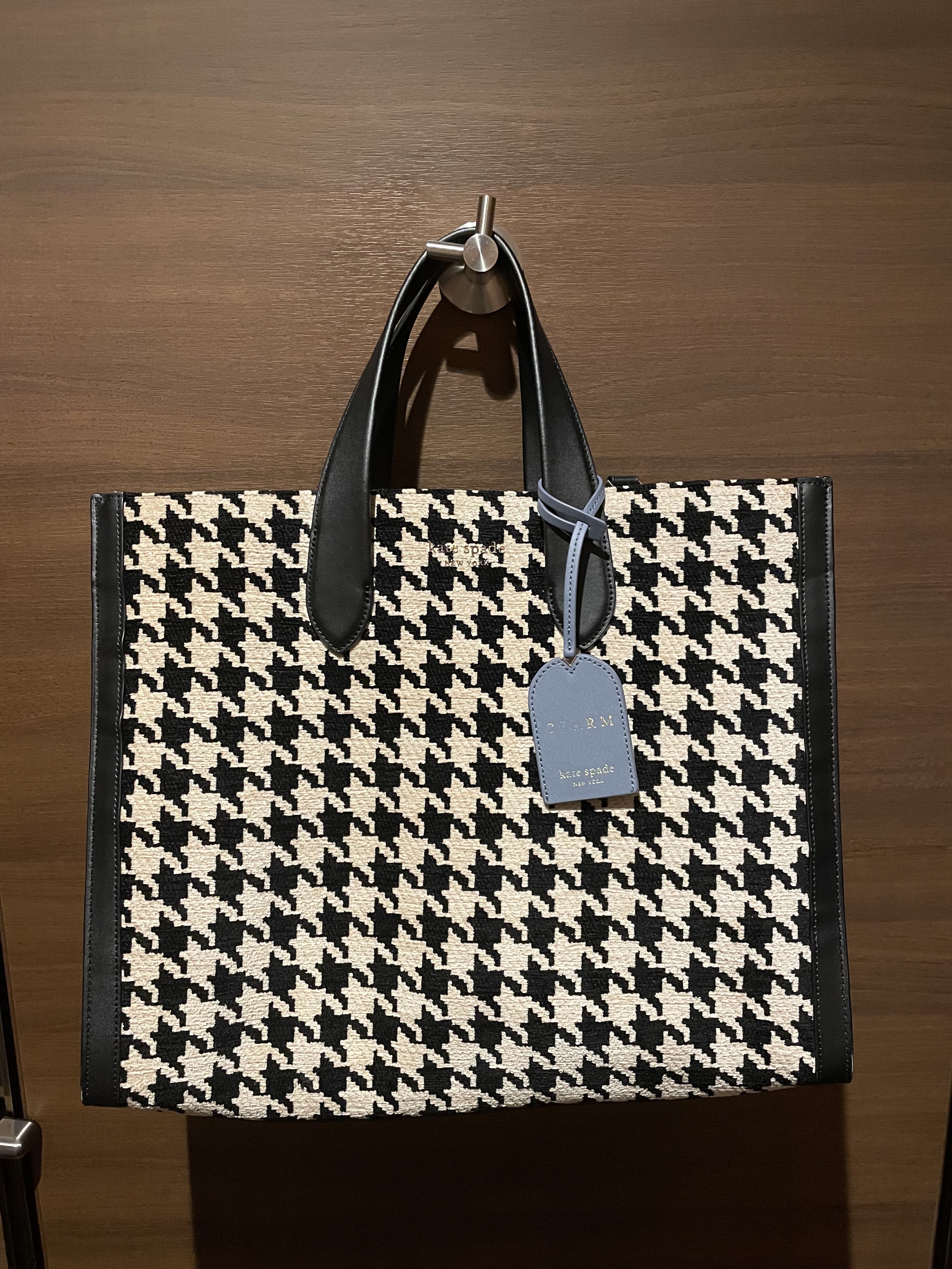 Kate Spade Cara Tote Houndstooth, Luxury, Bags & Wallets on Carousell