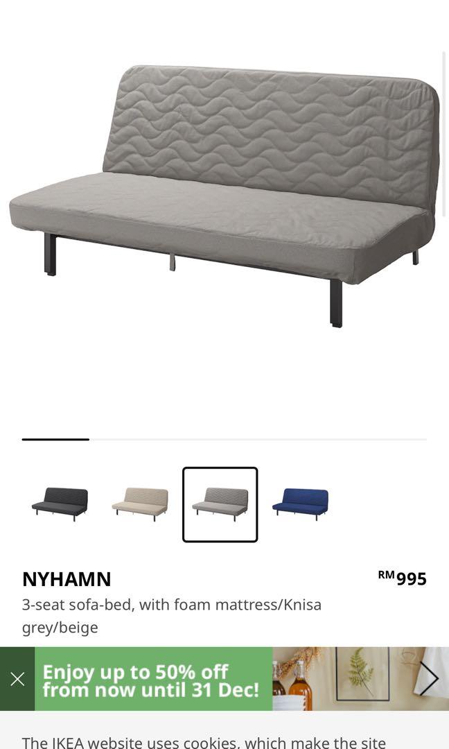 IKEA Nyhamn Sofa Bed, Furniture & Home Living, Furniture, Sofas on