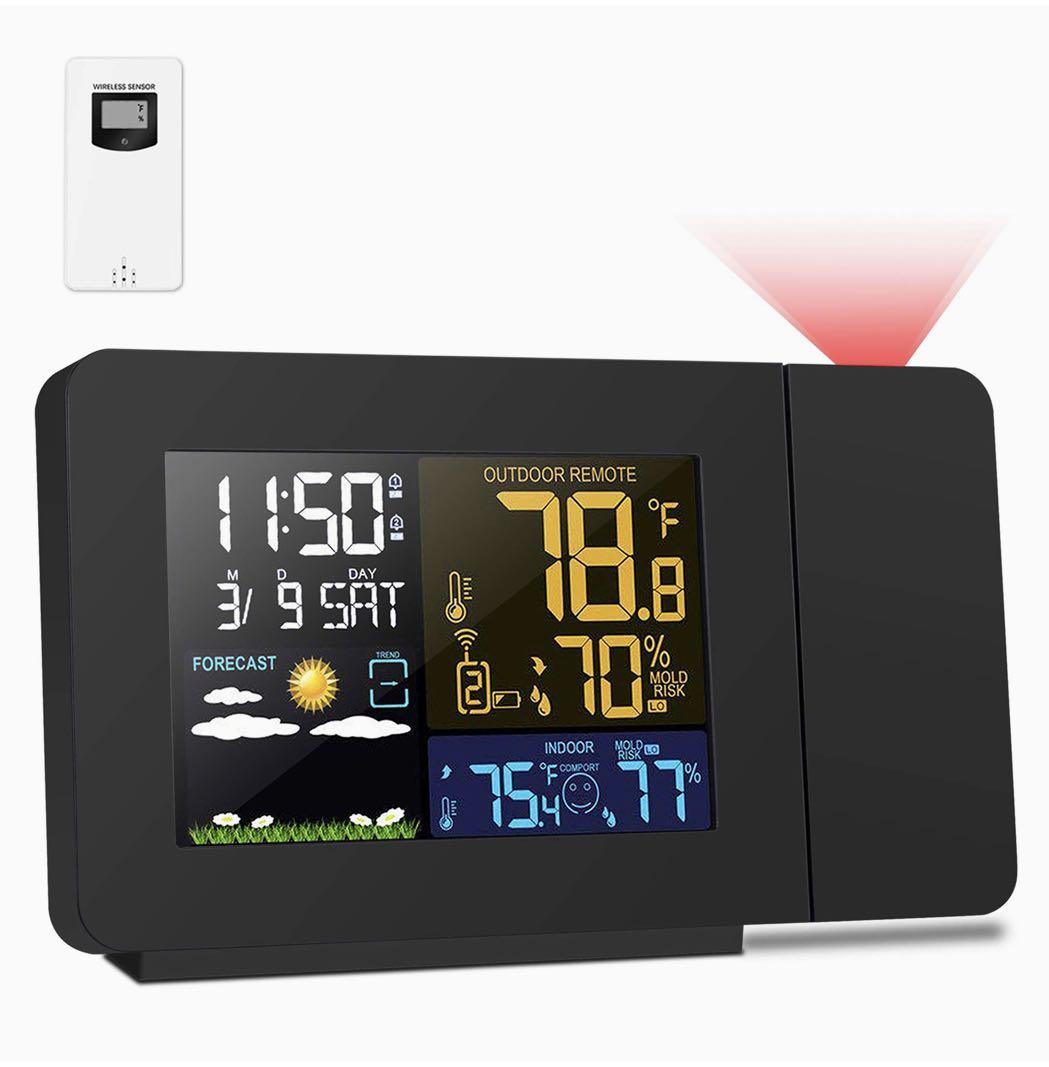 Kalawen Projection Alarm Clock with Outdoor Sensor, Personal Weather