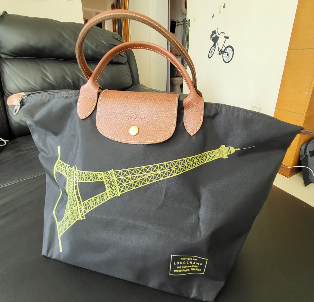 Longchamp Eiffel Tower Limited Edition Le Pliage Top Handle Tote Women s Fashion Bags Wallets Tote Bags on Carousell