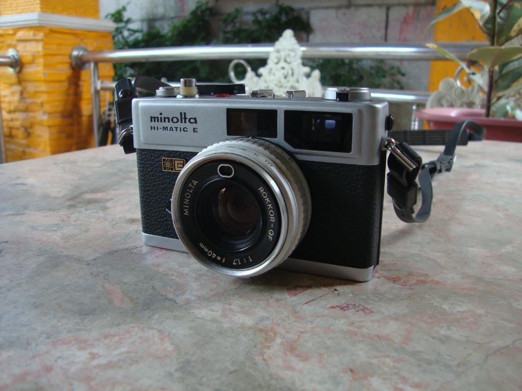 Minolta Hi-Matic E (Category: Cameras) located in Manila. Submitted by parokya_ni_edgar (Listing ID 1133014176, Image 2). Description: ( Unit are AS IS Condition, Needs to repair, For Parts or Display, Collectible Purposes Only) Japan Made 35mm - Bag - strap.