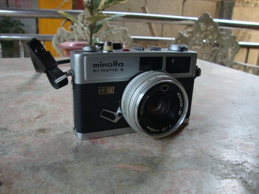 Minolta Hi-Matic E (Category: Cameras) located in Manila. Submitted by parokya_ni_edgar (Listing ID 1133014176, Image 3). Description: ( Unit are AS IS Condition, Needs to repair, For Parts or Display, Collectible Purposes Only) Japan Made 35mm - Bag - strap.