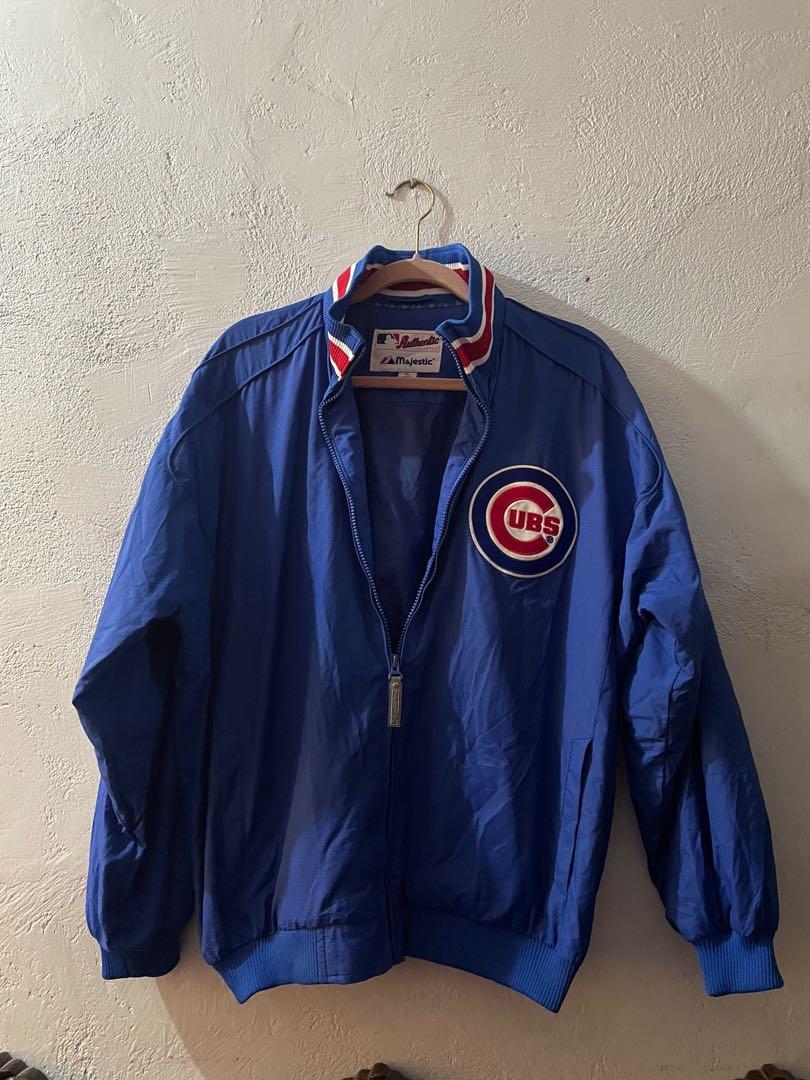 RARE Authentic Vintage Majestic Chicago Cubs MLB Baseball Jacket Coat With  Flag