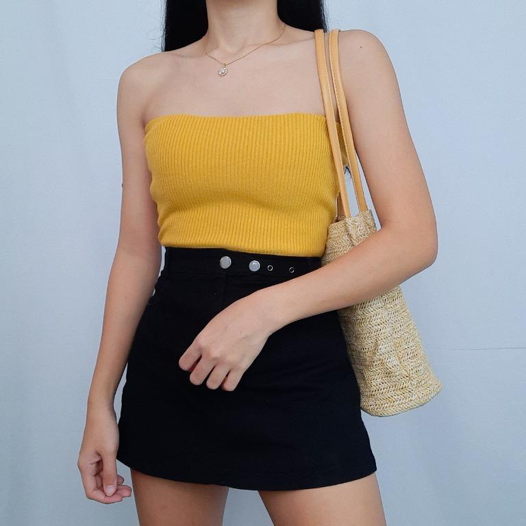 Mustard Yellow Tube Top, Women's Fashion, Tops, Others Tops on Carousell