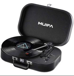 *NEW* MUIFA Stereo Turntable, Portable Belt Drive Bluetooth Input Vinyl Record Player with Built-in Speakers, Black