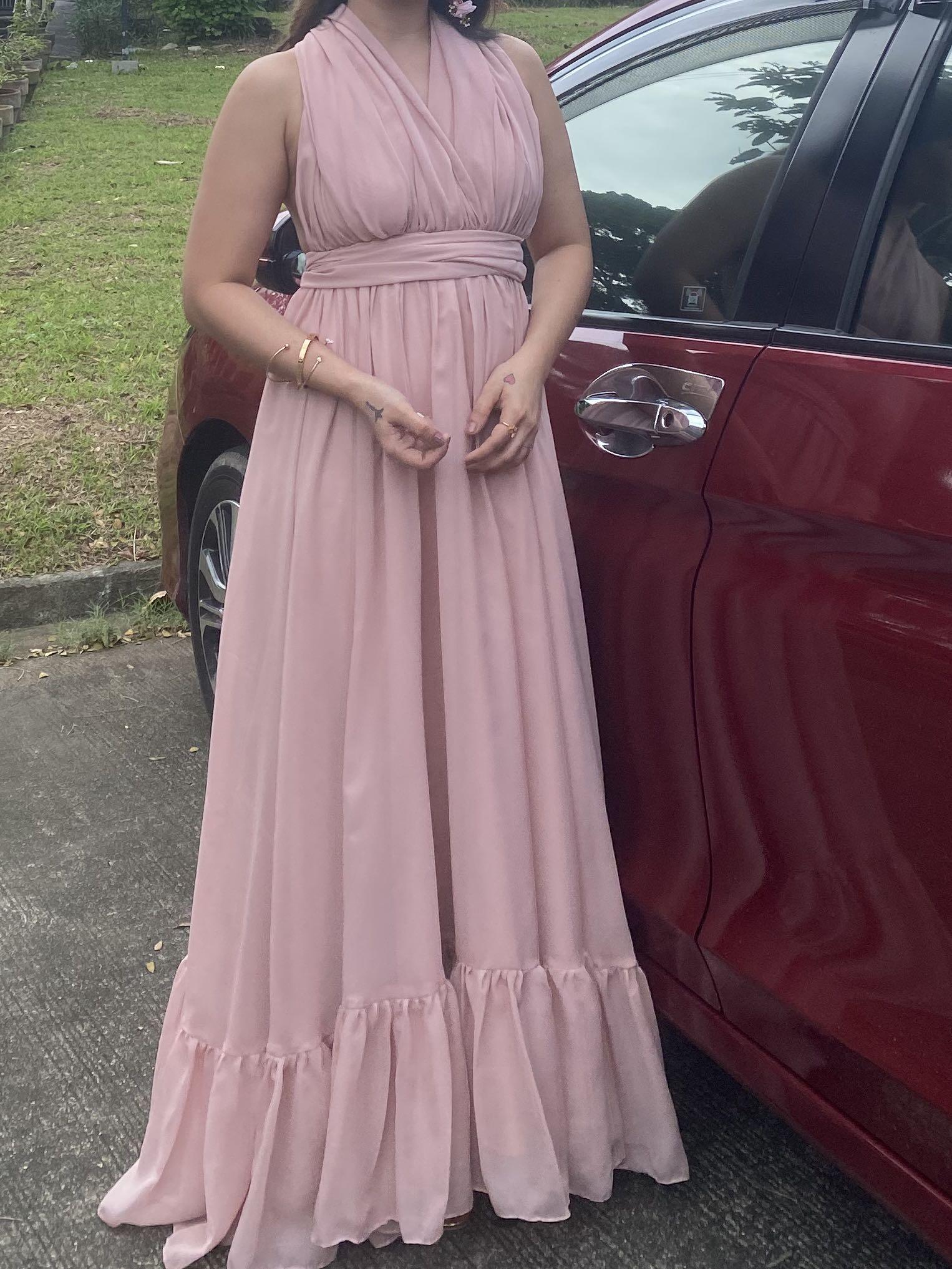 knee length dresses for ladies Violaine Dusty Pink Convertible Maxi Dress main image 0