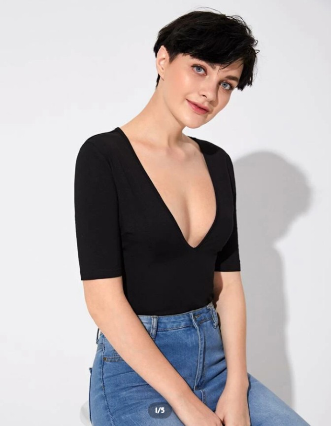 Plunging Neckline top, Women's Fashion, Tops, Blouses on Carousell