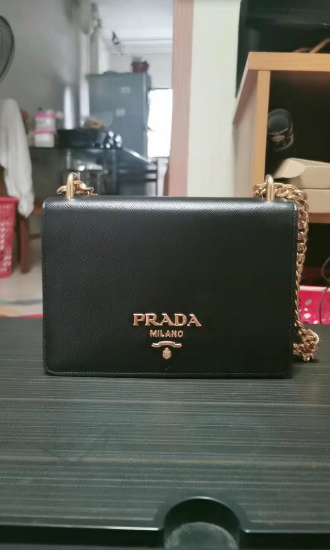 Prada Chain Crossbody Shoulder Bag Saffiano Leather 1BD133 New