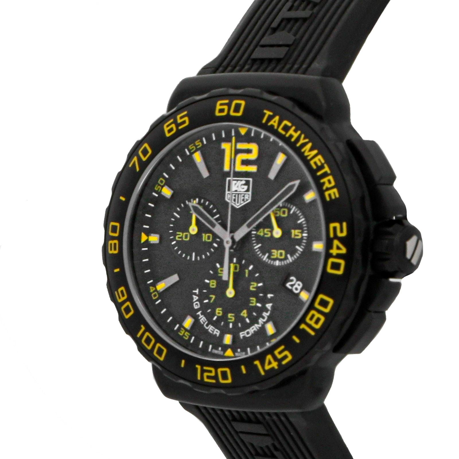 Pre Owned Tag Heuer Formula 1 Chronograph Black and Yellow CAU111E