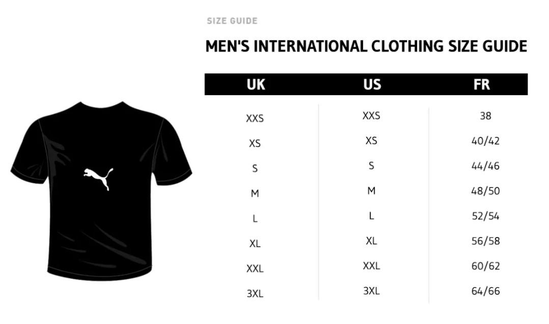 Puma polo outlet shirt size guide
