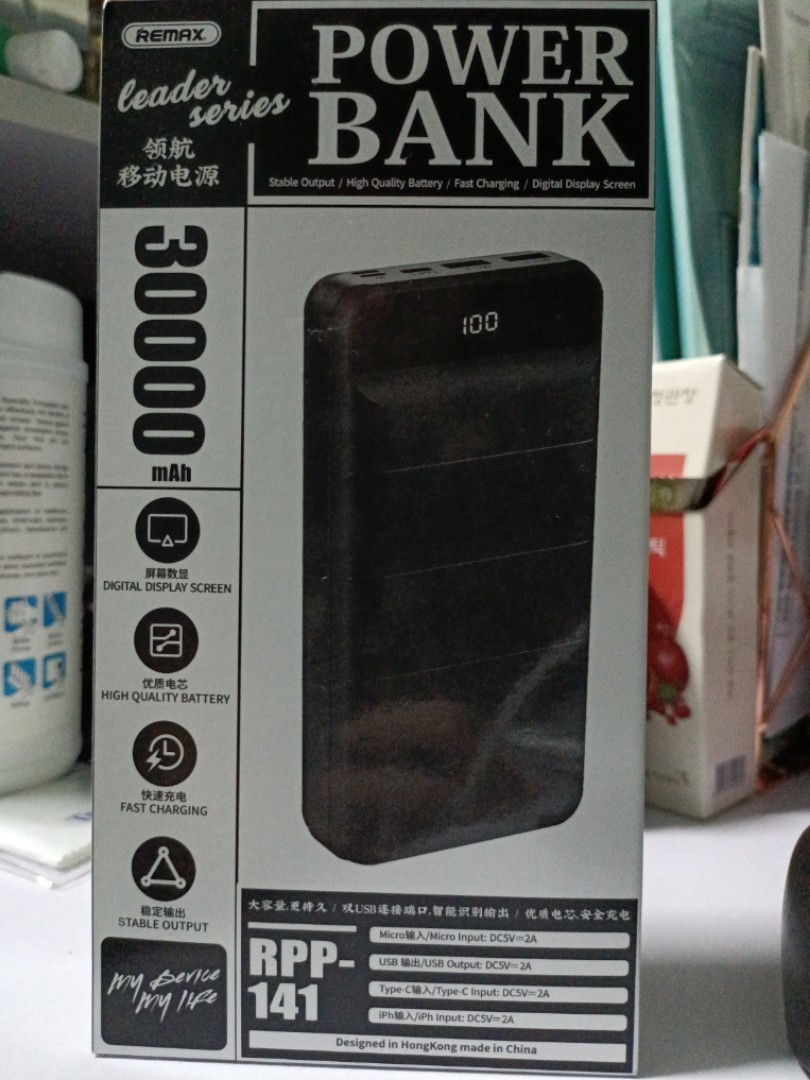 Remax Leader Series Powerbank 30000mAh, Mobile Phones & Gadgets, Mobile ...