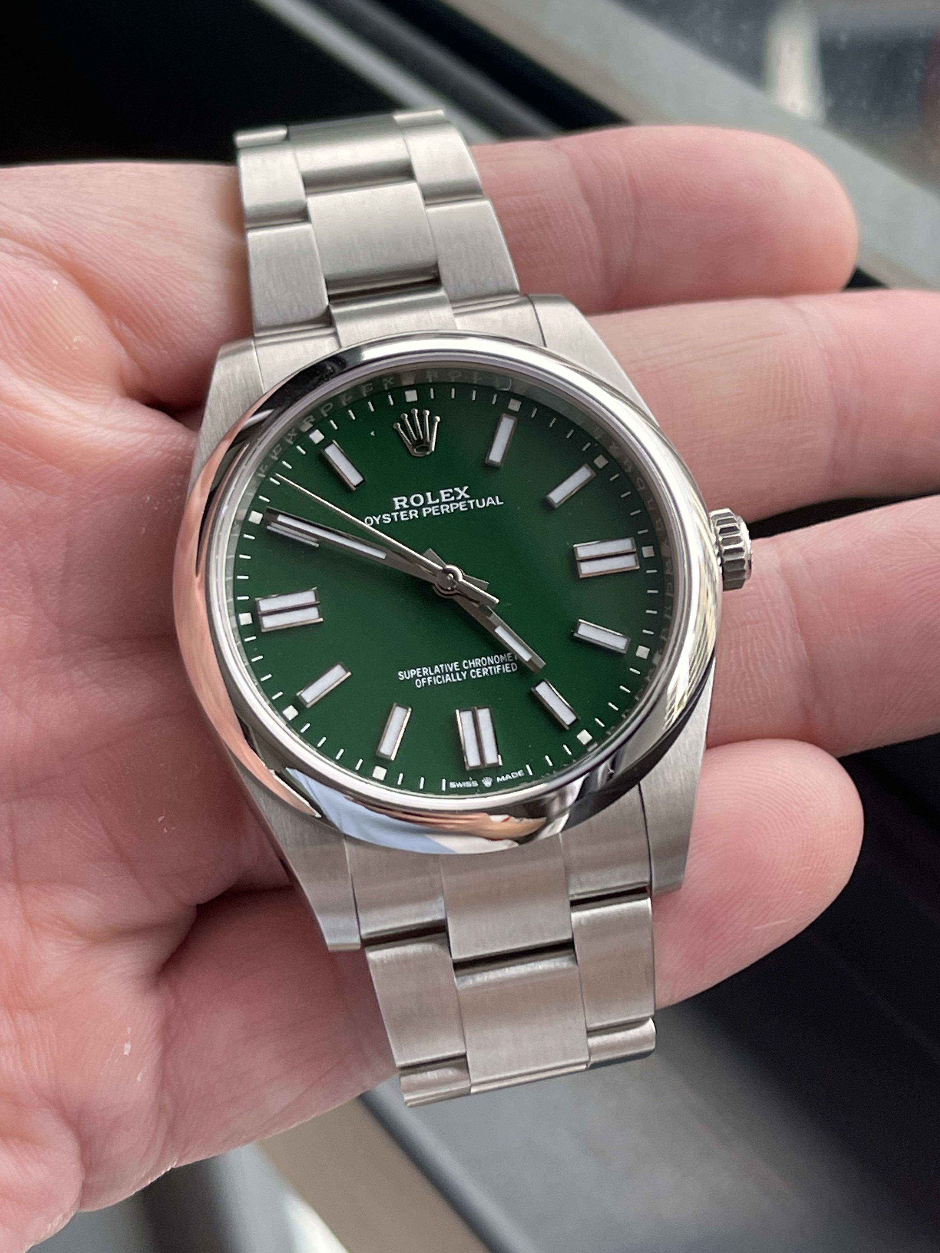 rolex oyster perpetual green 41mm