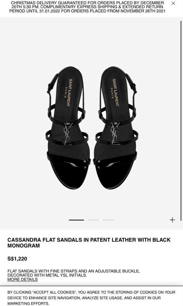 Saint Laurent Black Cassandra Flat Sandals – BlackSkinny