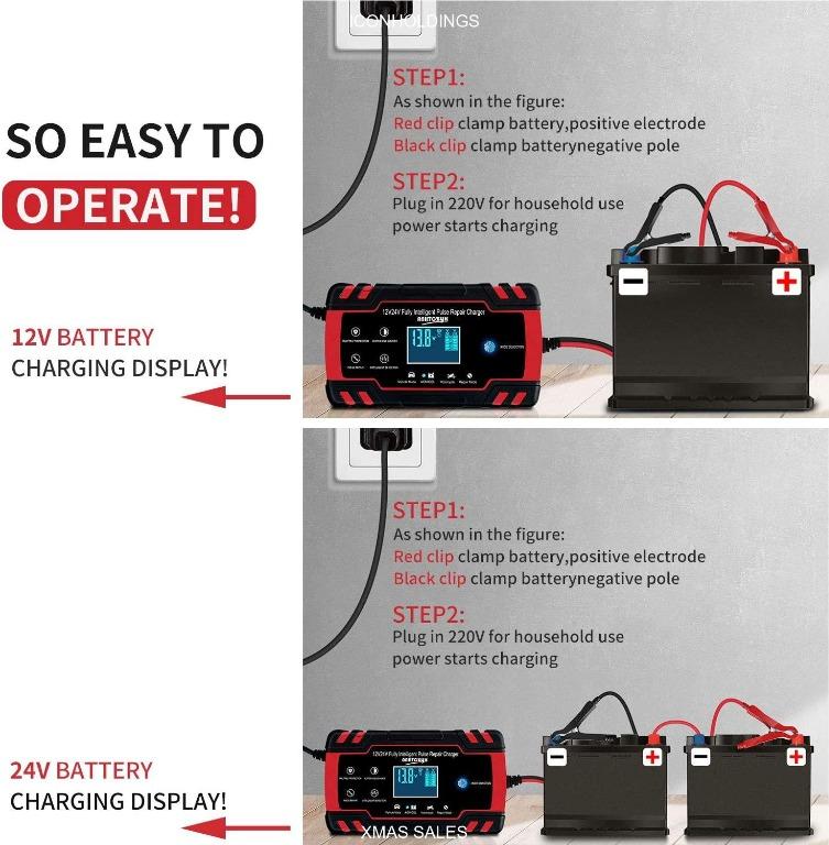 !Sale! ANHTCZYX Car Battery Charger, 12V 8A/24V 4A, suitable for golf