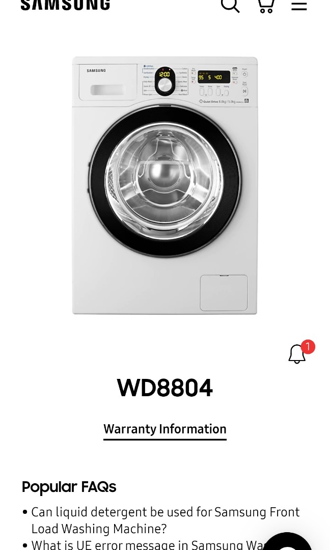 SAMSUNG WD8804 WASHER/DRYER COMBO 8KG/5KG FOR 220 VOLTS, TV & Home