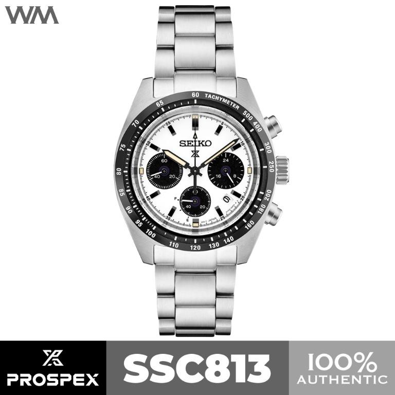 Seiko Prospex Speedtimer Panda Solar Chronograph Watch SSC813 SSC813P1 (Category: Luxury Watches) located in San Juan City. Submitted by wilderness.voice (Listing ID 1133066492, Image 1). Description: Caliber Number: V192 Movement Type: Solar Accuracy: ±15 seconds per month Case Material: Stainless steel Crystal: Curved sapphire crystal Crystal Coating: Anti-reflective coating on inner surface LumiBrite: LumiBrite on hands and index(es) Clasp: Th