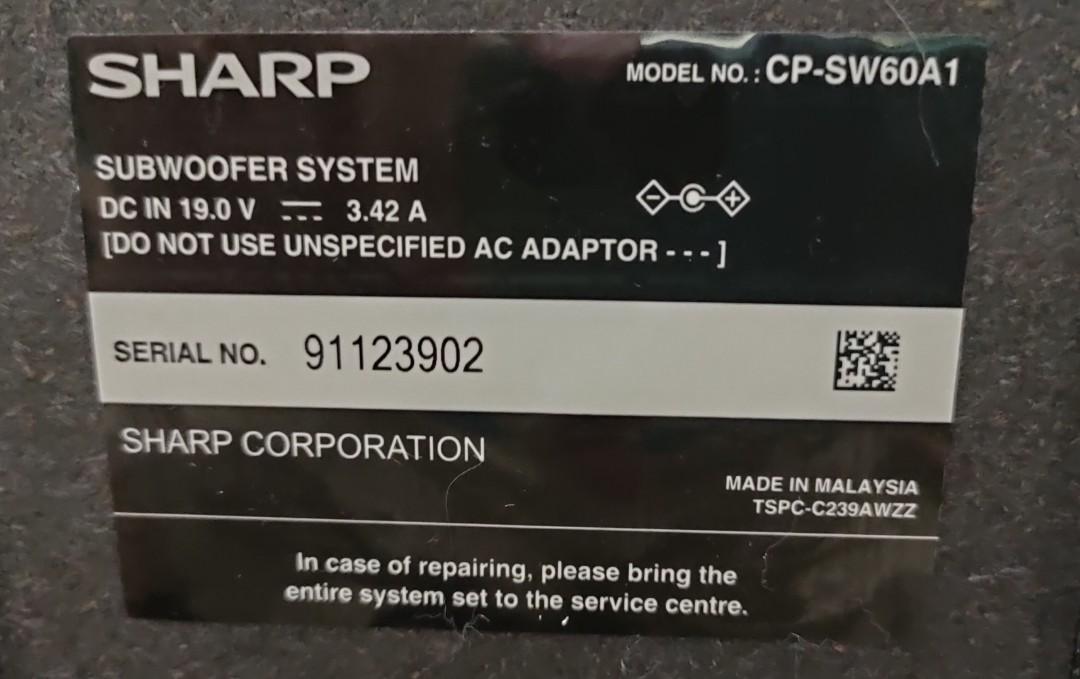 Sharp Aquos Bluetooth Subwoofer for Sharp TV, Audio, Soundbars