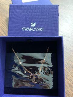 101% Authentic Swarovski Symbolic Necklace- Moon and star, Black, Rose-gold tone plated