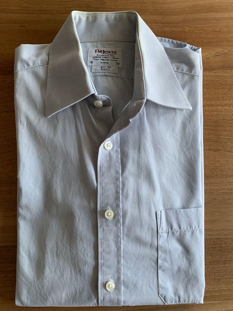 TM Lewin blue and white checked shirt 