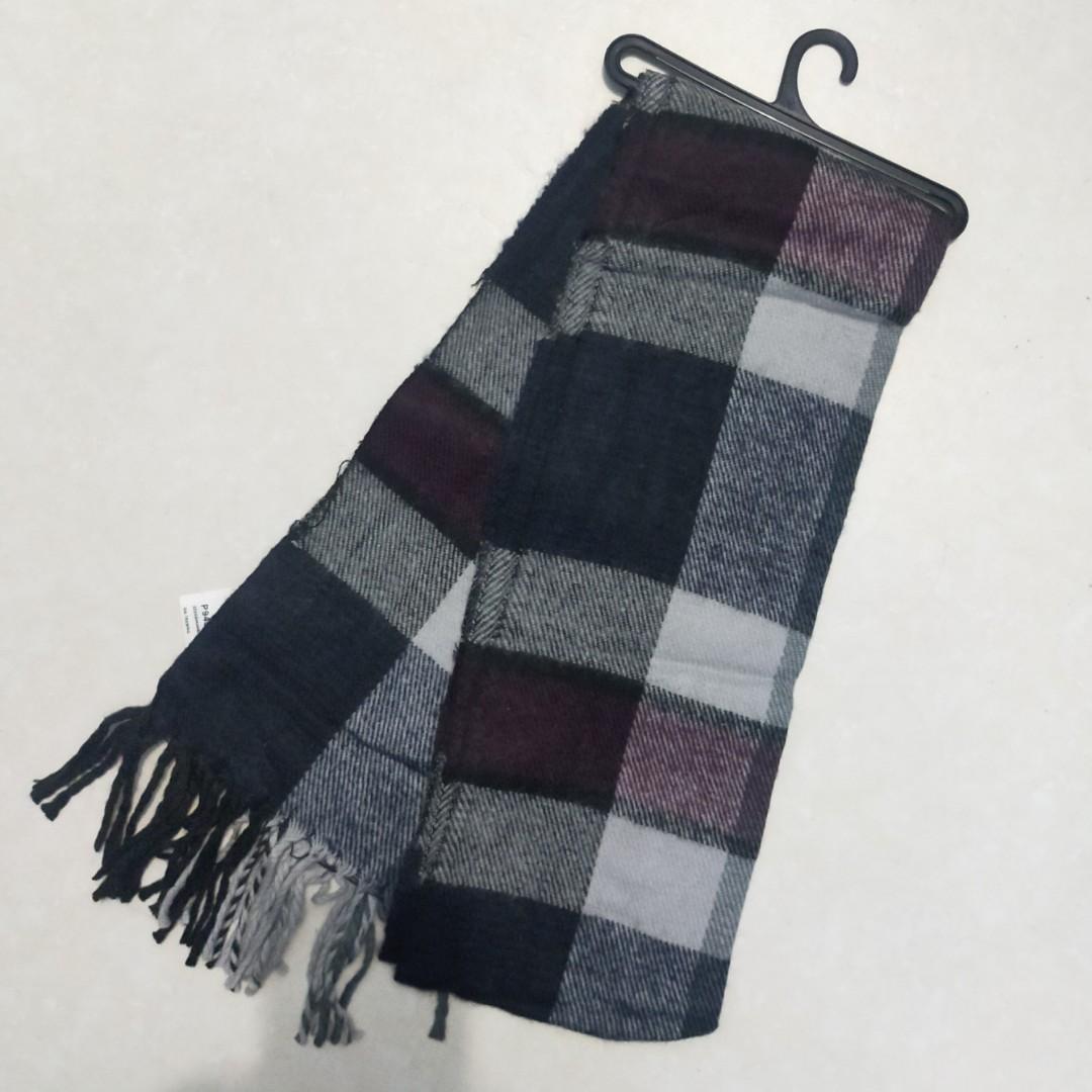 TOPMAN Black Plaid Scarf Men s Fashion Watches Accessories
