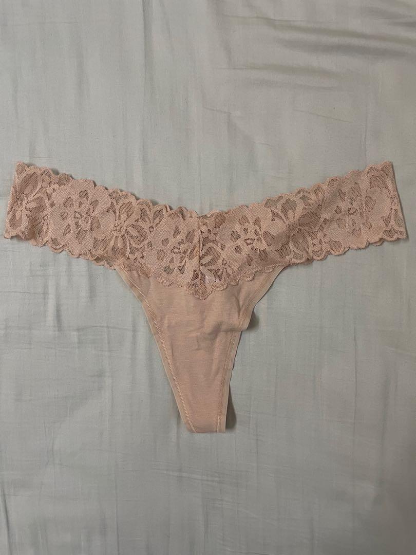 Lace-Waist Cotton Thong Panty