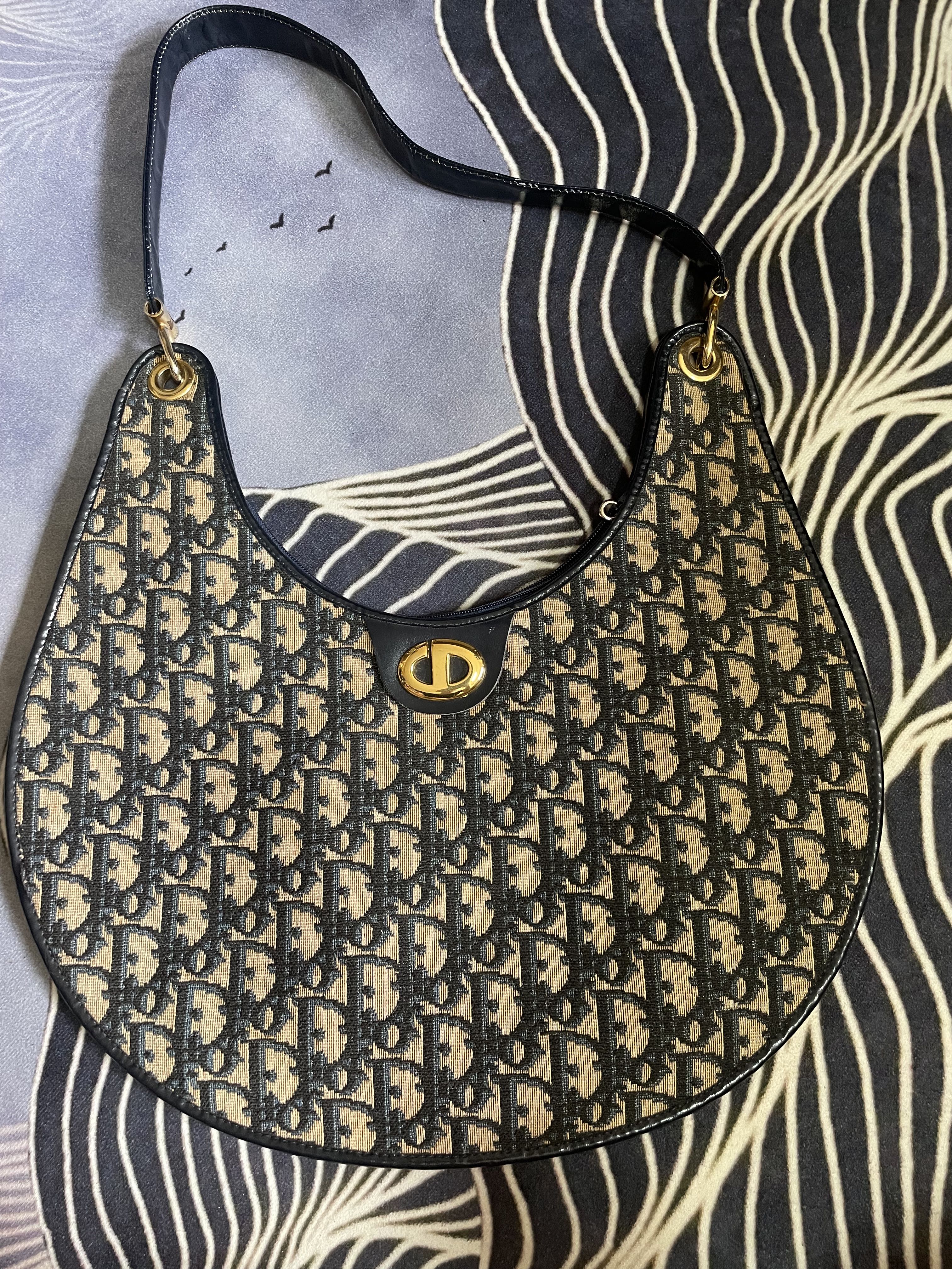 Vintage Dior Trotter oblique half moon shoulder hobo bag Luxury