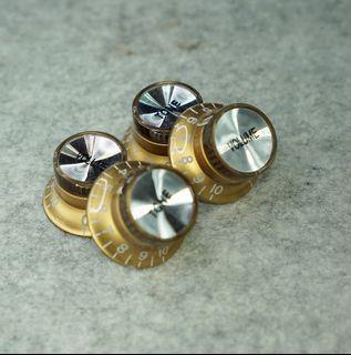 Volume & Tone Control Knobs (Gold with Silver Top) - 4 pcs