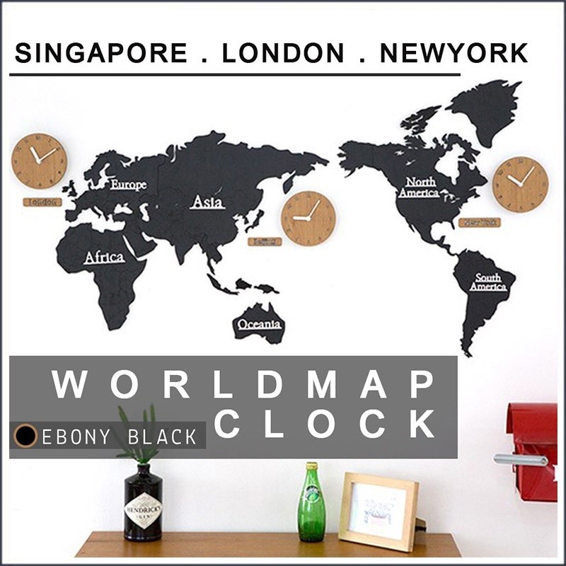 World Map Clock / Korea Designer Clock / Handmade / Watch / Casio