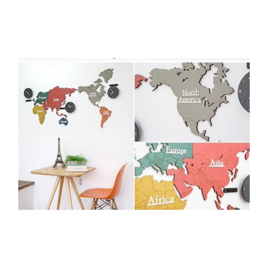 World Map Clock / Korea Designer Clock / Handmade / Watch / Casio