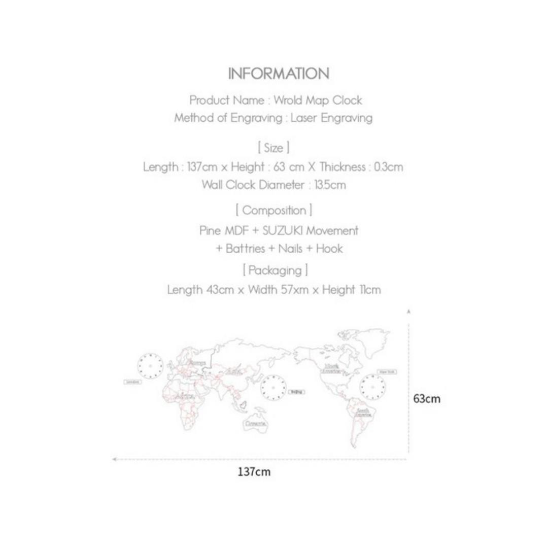World Map Clock / Korea Designer Clock / Handmade / Watch / Casio