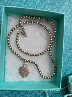 100 Authentic Tiffany Co Bead Necklace Silver 16 Luxury