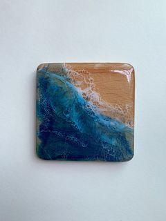🌊#12 handmade epoxy resin wooden coaster