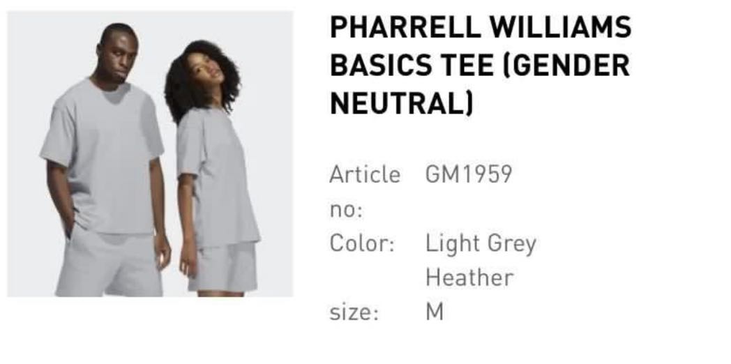Adidas Pharrell Williams Basics T, Men's Fashion, Tops u0026 Sets, Tshirts u0026  Polo Shirts on Carousell