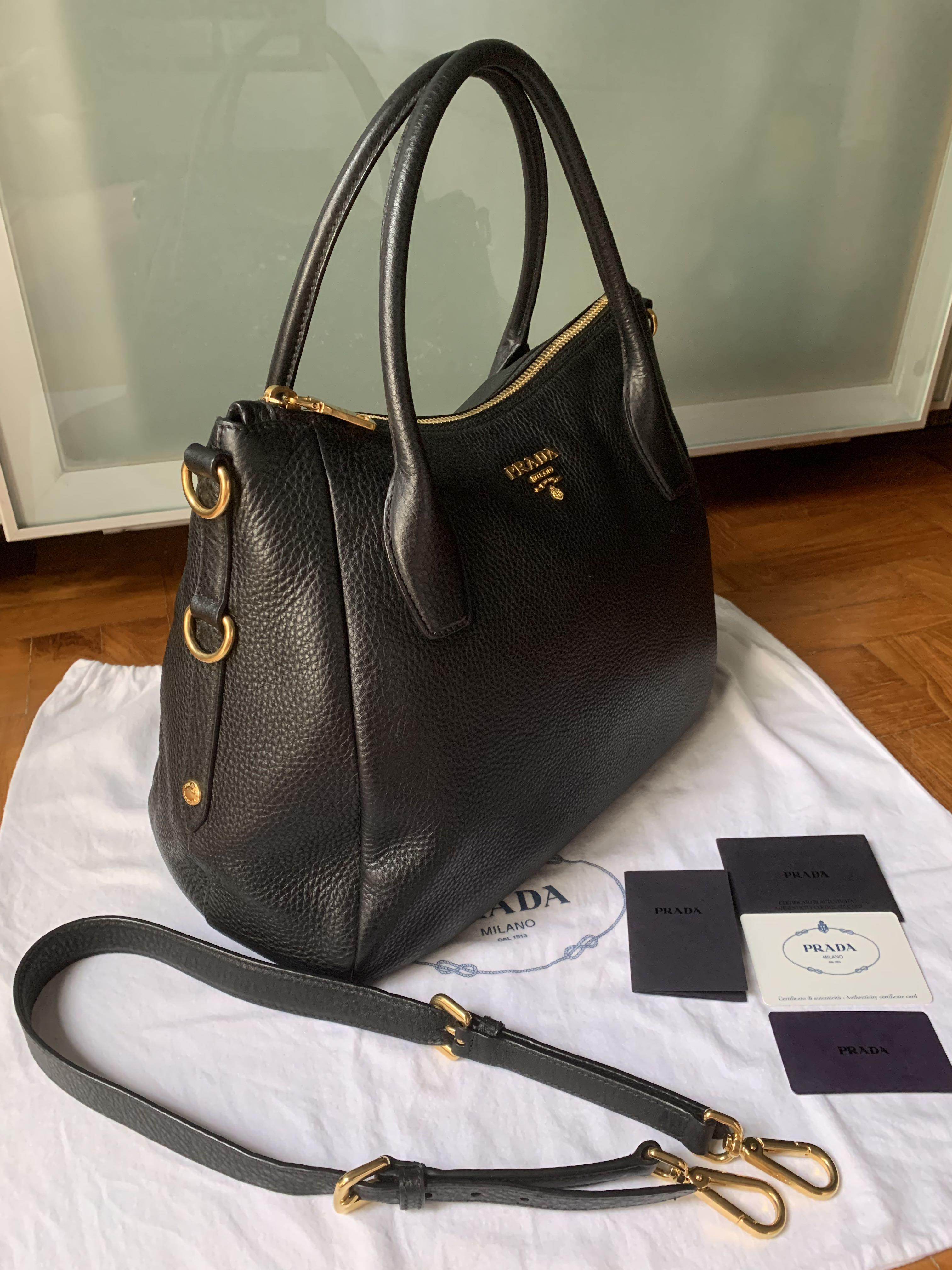 Almost New Prada Large Shoulder Sling Bag BR4992 Black Leather Handbag Women s Fashion Bags Wallets Shoulder Bags on Carousell