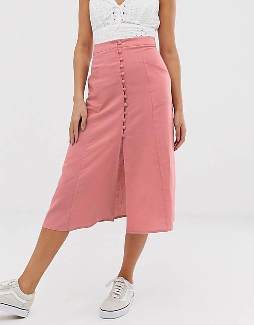 ASOS DESIGN MIDI SKIRT WITH BUTTON FRONT BNWOT