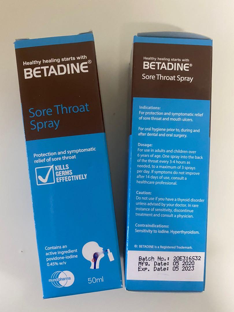 BETADINE Sore Throat Spray 50ml x 2, Beauty & Personal Care, Oral Care