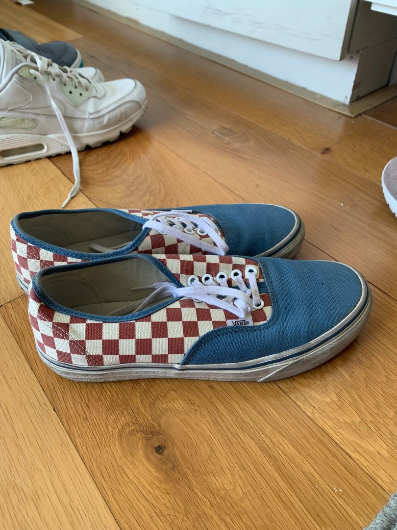 blue red checkered vans